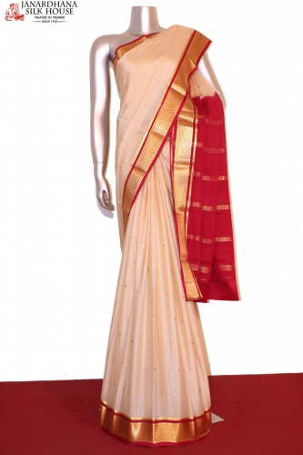 Traditional Butta Pure Mysore Crepe Silk Saree
